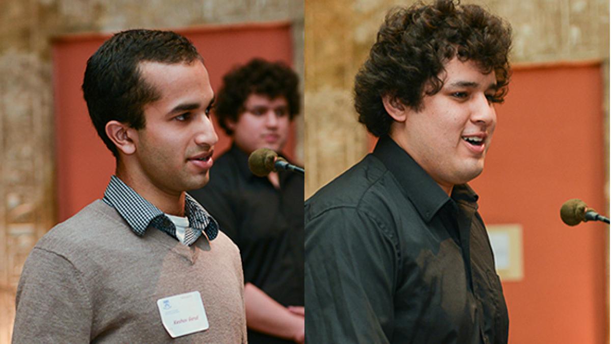 The co-winners of the Kanta Marwah Undergraduate Research award were Keshav Garud (left) and Julio Reynaga Galeas.